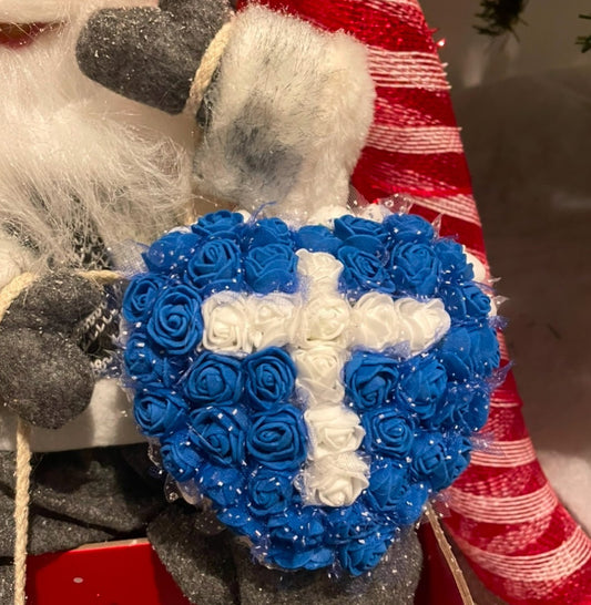 💙 Cœur de Foi – Création Fait Main avec Croix Blanche ✝️