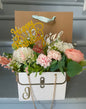 🌸 Sac fleuri personnalisé avec initiale dorée – 20€ 🌸